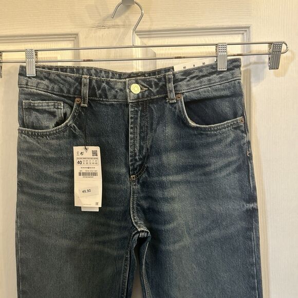 ZARA Flare Jeans Low Rise Blue Women’s Size 8 Regular Length Denim NWT - Picture 5 of 16